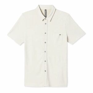 Short-Sleeved Ace Button Down Vuori 
Cream Casual Button Down Shirt